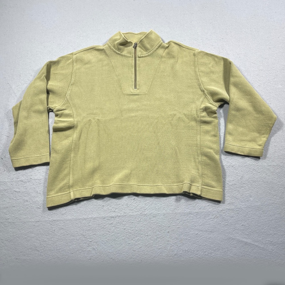 Tommy Bahama Quarter Zip Pullover Men XL Regular Olive Green Ribbed Knit Coastal